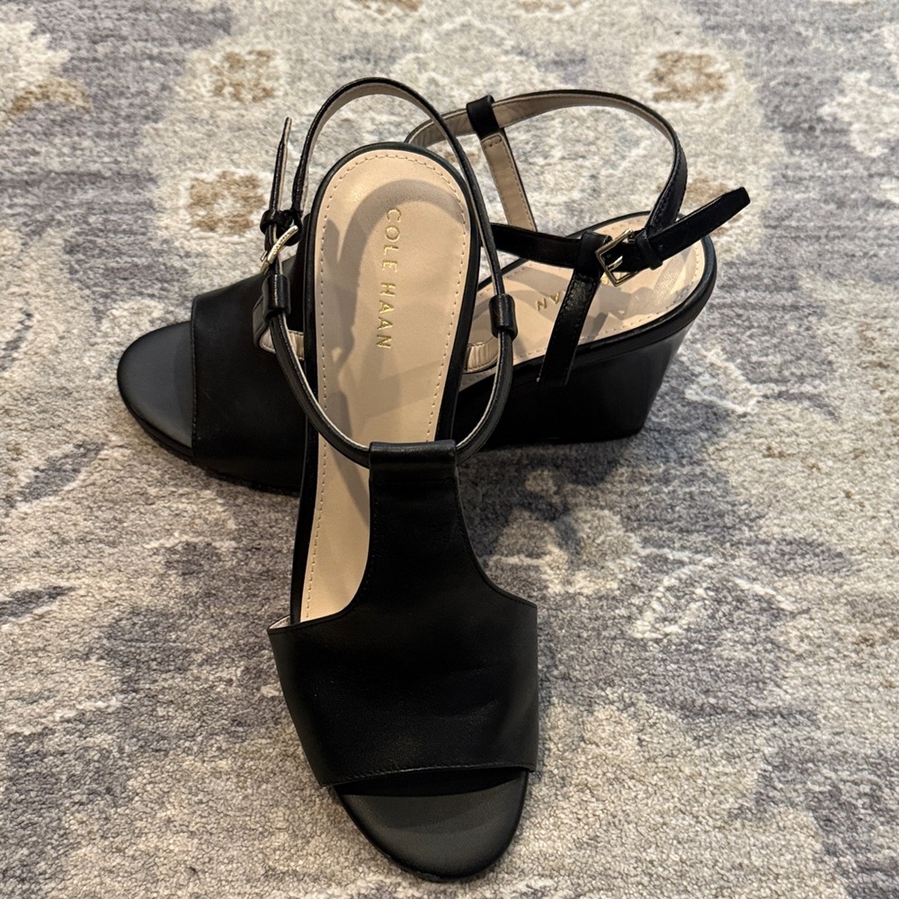 Cole Haan Black Wedge Sandals